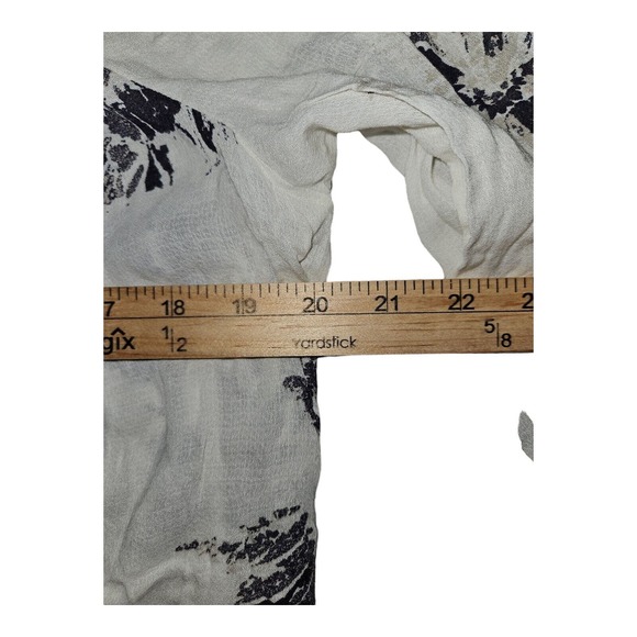 Lucky Brand Crop Top Women's Large Off Shoulder 3/4 Sleeve White Floral Viscose - Picture 3 of 7